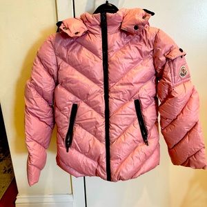 Girls Moncler Brouel chevron pink jacket down size 8